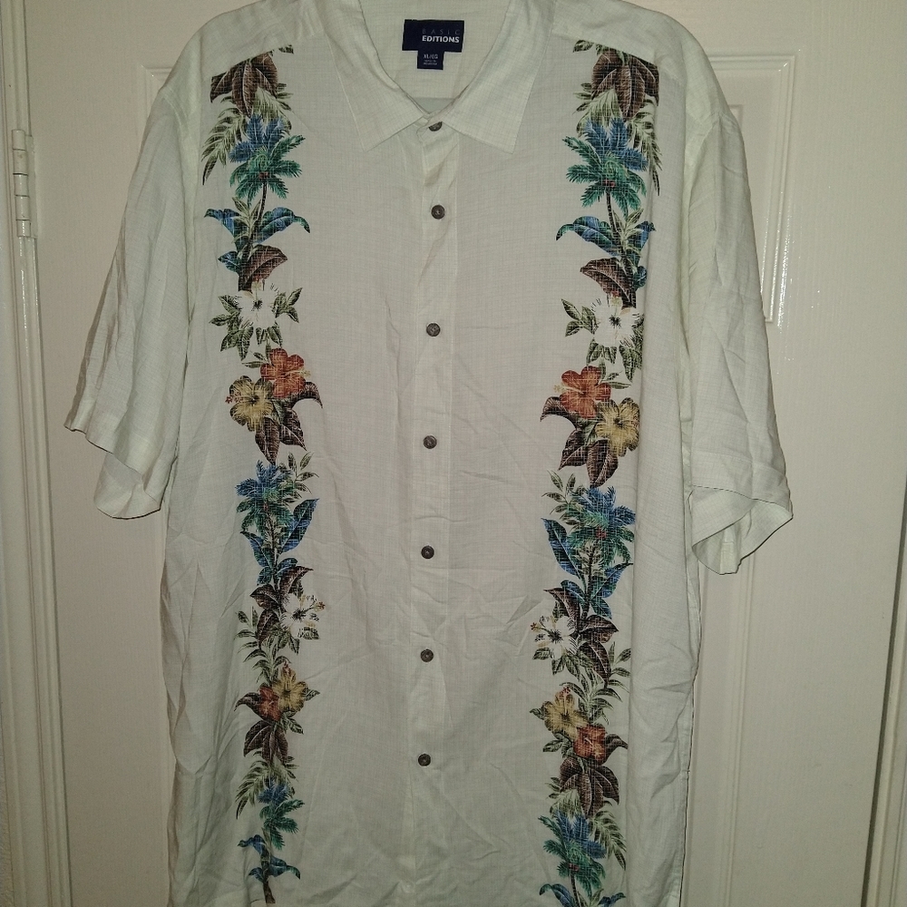 Basic Editions Rayon Short Sleeve Hawaiian Shirt Men's sz XL.